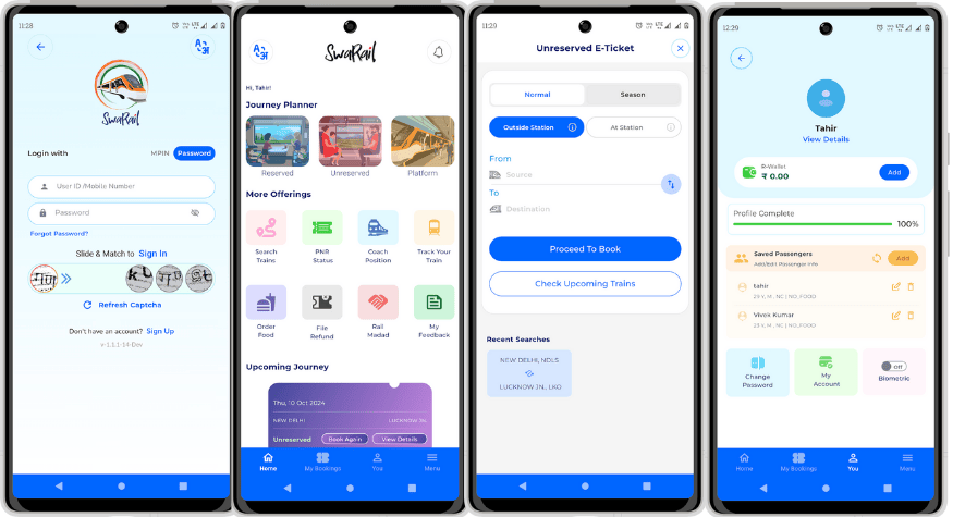 SwaRail App Screens