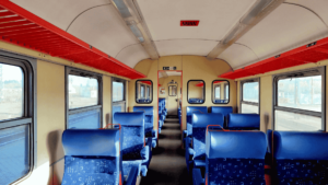 train blue seats